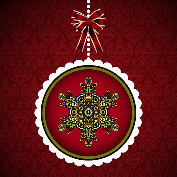 Різдвяна листівка з висячим новорічним м'ячем — стоковий вектор