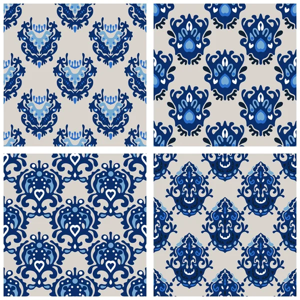 Seamless damask pattern vector collection — Stock Vector