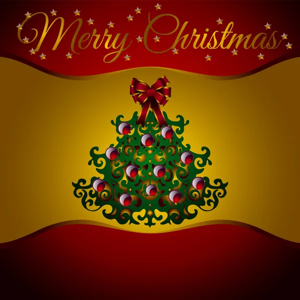 Árbol de Navidad vector tarjeta de felicitación — Vector de stock
