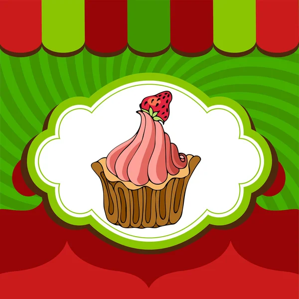 Navidad cupcakes cupcakes panadería etiqueta — Vector de stock