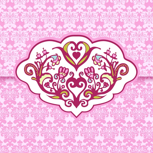 Biglietto di auguri carino rosa layout vettoriale vintage — Vettoriale Stock