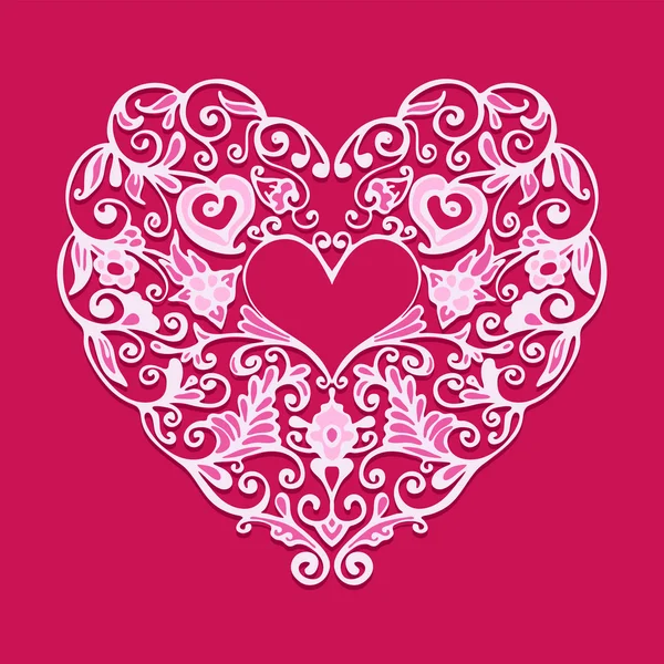 Valentines day card love heart ornate vector — Stock Vector