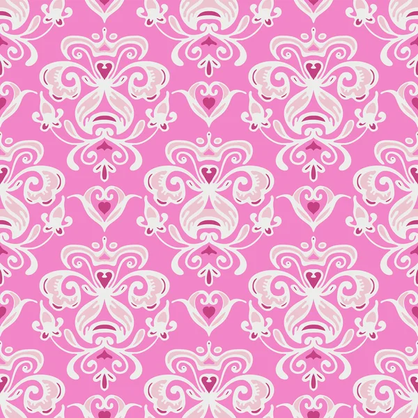 シームレスなピンク豪華なダマスク織ベクトル デザイン — ストックベクタ