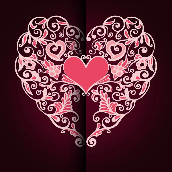 Valentines conception de vecteur de carte cardiaque — Image vectorielle