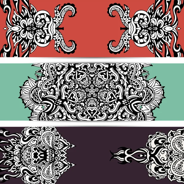 Ethnic abstract ornamental vector banner set — Stock Vector