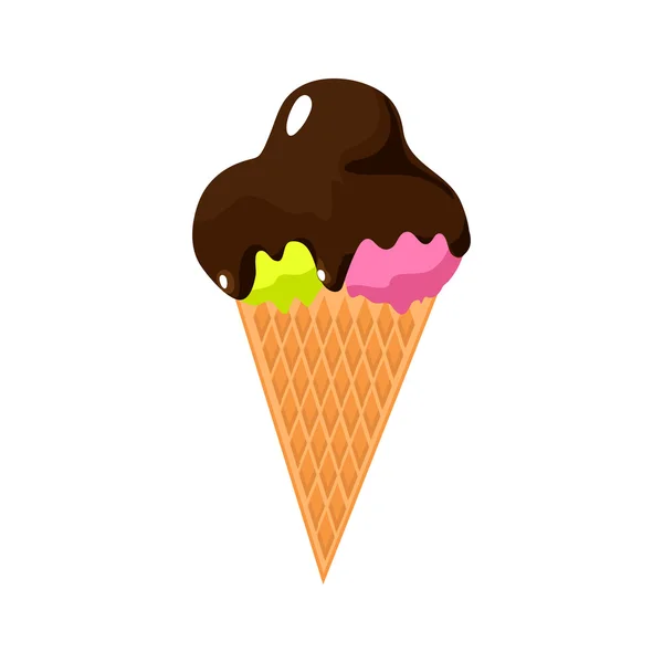 Icecream kegel vector pictogram op witte achtergrond — Stockvector