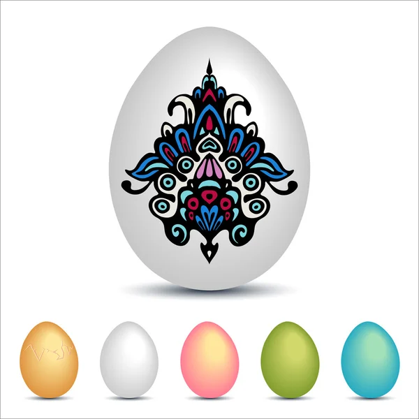 Vektör yumurta beyaz zemin üzerine dekore edilmiştir — Stok Vektör