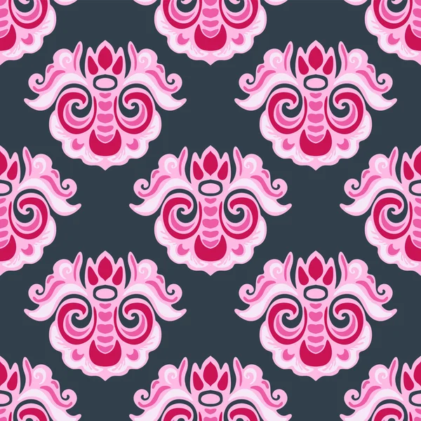 Pink floral damask  vector pattern — Stock Vector