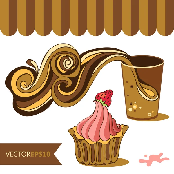 Café cupcake cofee mis sur fond blanc — Image vectorielle