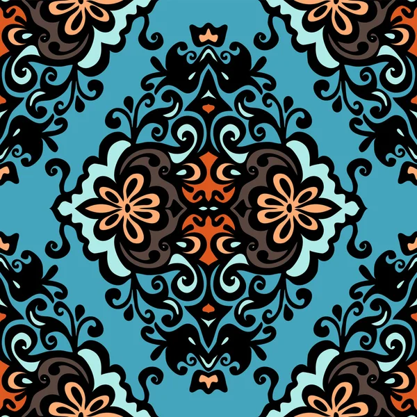 Patrón vectorial sin costura floral de Damasco — Vector de stock