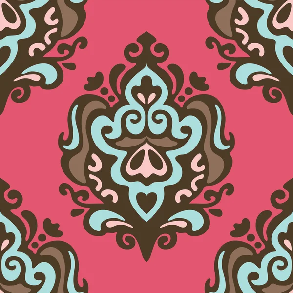 シームレス パターンをピンクのダマスク織のベクトル — ストックベクタ