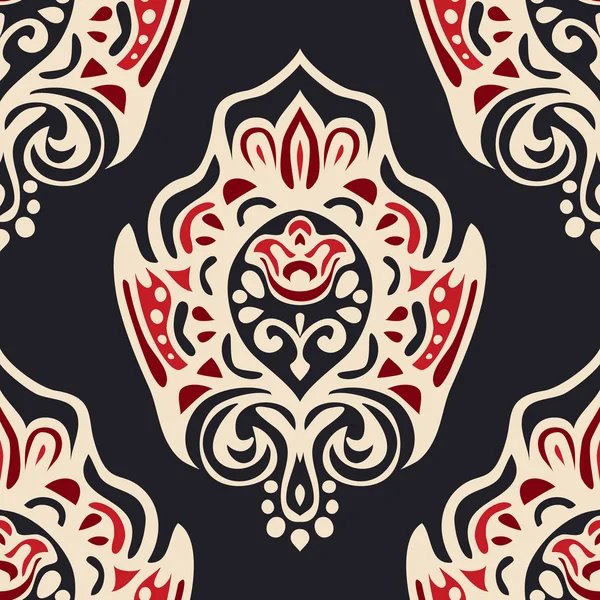 Diseño floral de damasco vector sin costuras de lujo — Archivo Imágenes Vectoriales