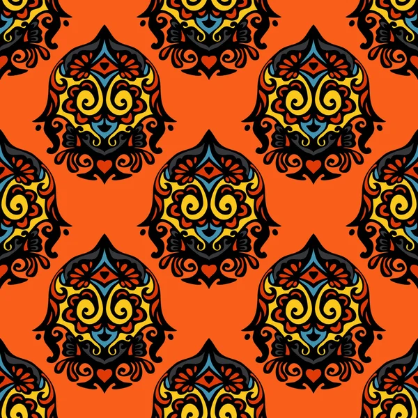 Abstarct damast oranje vector patroon — Stockvector