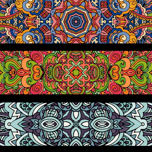 Conjunto tribal de banner abstrato colorido étnico festivo —  Vetores de Stock