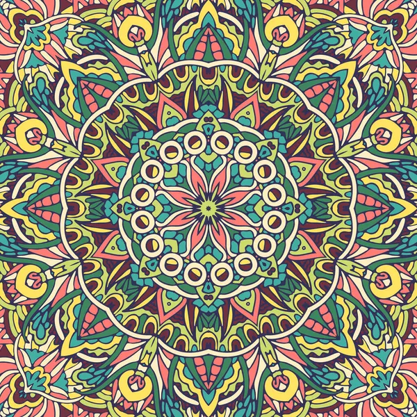 Vektornahtloses Muster Ethnische Sommerkunst Mandala Schal Batik Design — Stockvektor