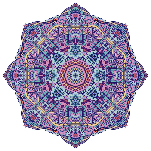 ベクトルシームレスパターン アステカカラフルな民族的幾何学的サイケデリックな民俗様式のプリント 曼荼羅図 — ストックベクタ