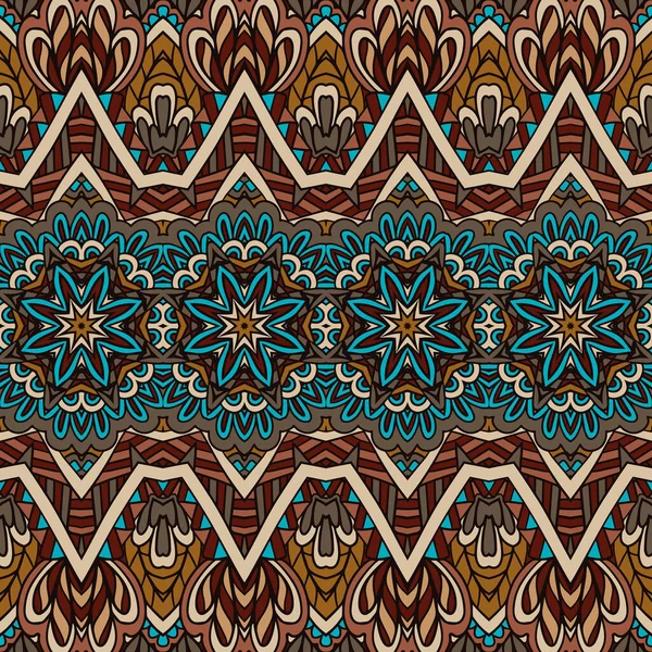 摘要民族地毯装饰无缝图案 族裔波希米亚风格印度秋天无缝模式部落 — 图库矢量图片