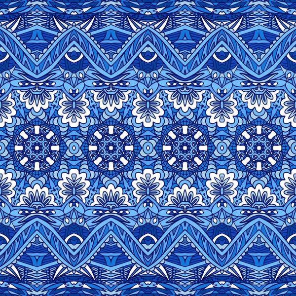 Modello Patchwork Senza Cuciture Invernali Piastrelle Decorative Blu Ornamenti Può — Vettoriale Stock