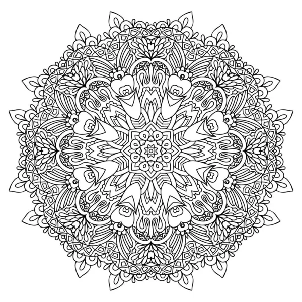 Mandala Fiore Vettore Pizzo Floreale Disegno Etnico Del Tatuaggio Pagina — Vettoriale Stock