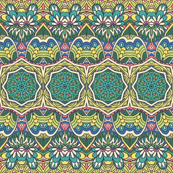 Vector Patrón Sin Costura Flor Étnica Colorido Impresión Tribal Diseño — Archivo Imágenes Vectoriales