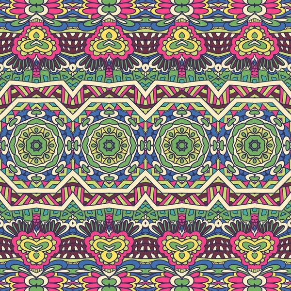 Textile Géométrique Abstrait Motif Sans Couture Ornemental Carnaval Indien Coloré — Image vectorielle