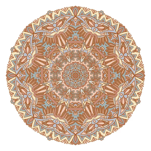 Médaillon Ethnique Vectoriel Style Art Folklorique Imprimé Couleurs Pastel Mandala — Image vectorielle