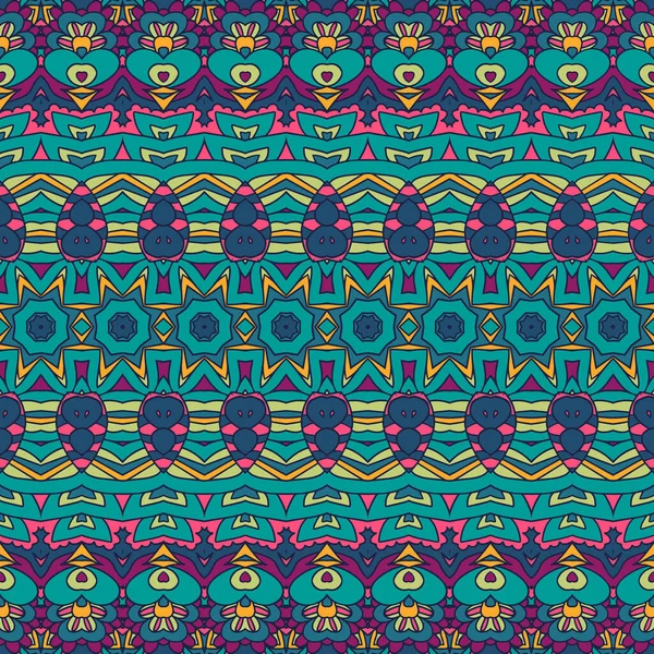 Vector Seamless Pattern Green Geometry Ethnic Tribal Geometric Psychedelic Print — Vettoriale Stock
