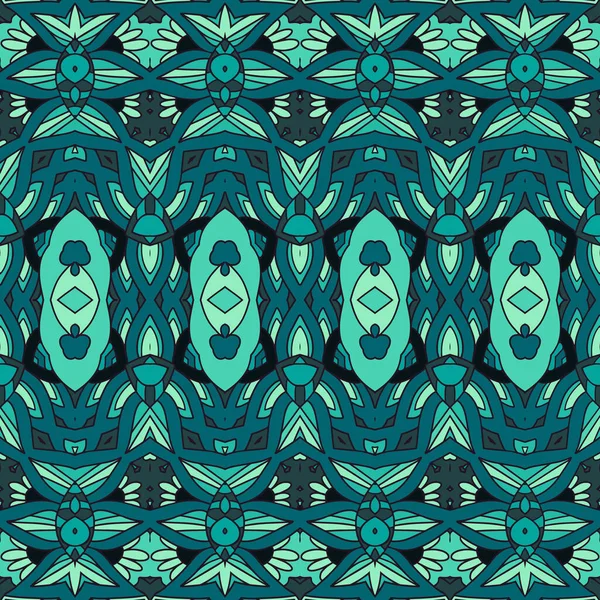 Vector Seamless Pattern Flower Colorful Ethnic Tribal Geometric Green Geometric — ストックベクタ