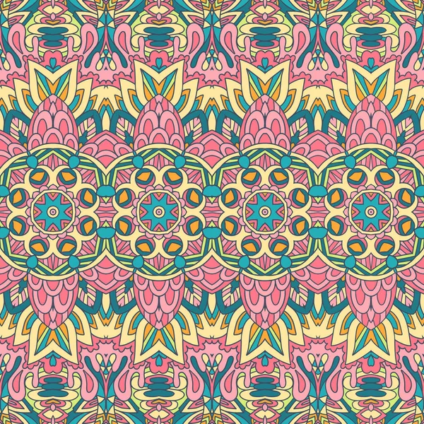 Etnische Boho Geometrische Psychedelische Kleurrijke Print Vintage Boho Mandala Patroon — Stockvector