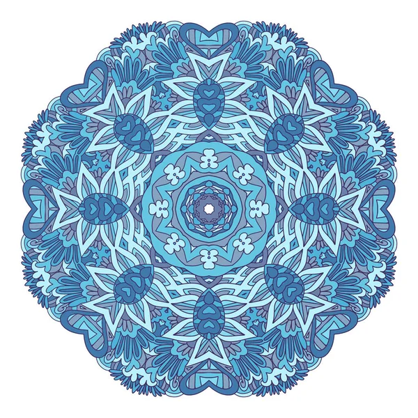 Mándala Arabesco Geométrico Étnico Azul Invierno Abstracto Medallón Estilo Turco — Archivo Imágenes Vectoriales