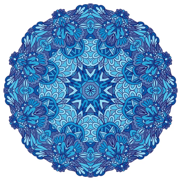 Resumen Invierno Azul Étnico Geométrico Mandala Fondo — Archivo Imágenes Vectoriales