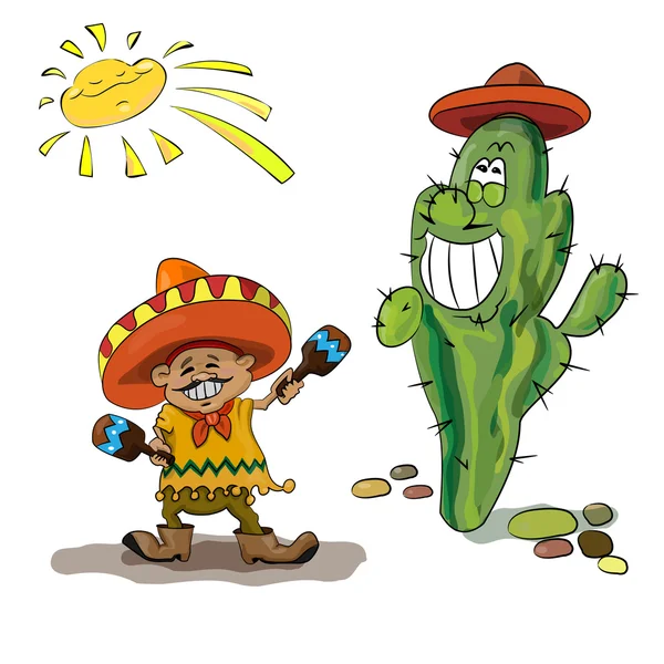 Mexicaanse en cactus — Stockvector