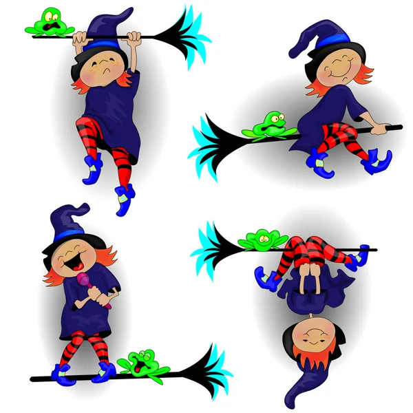 Bruja y el Frog.Set — Vector de stock