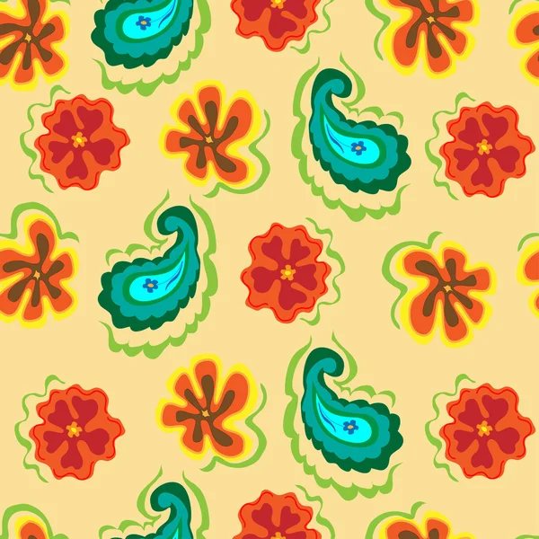 Patrón floral sobre fondo amarillo — Archivo Imágenes Vectoriales