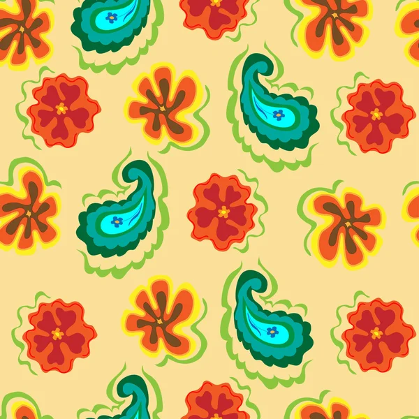 Floral Pattern on a Yellow Background — Stock Vector