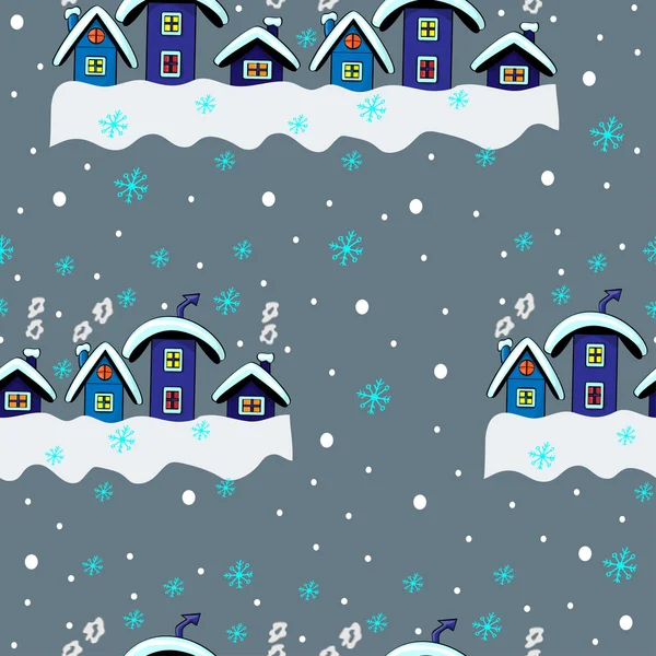 Vintern sömlös hus — Stock vektor