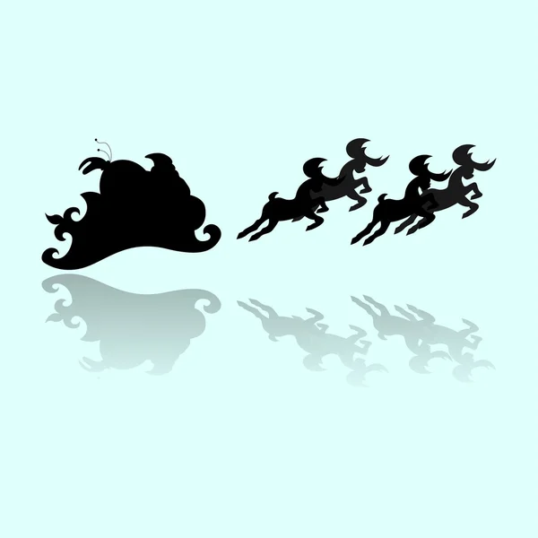 Santa Silhouette And Reflection — Stock Vector