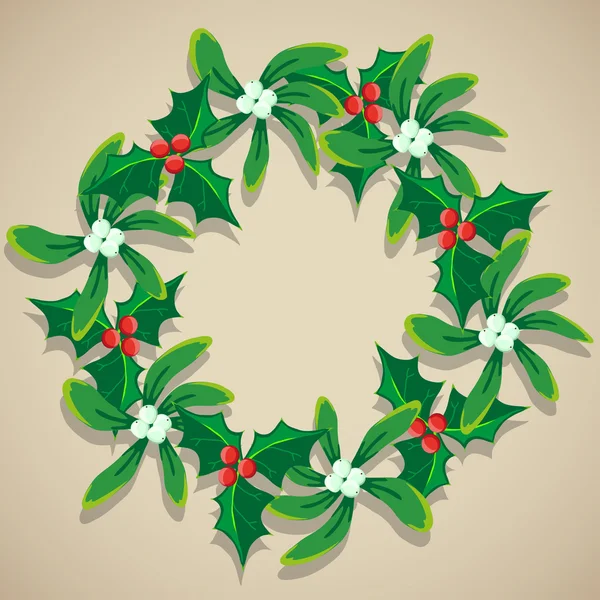 Christmas Wreath of Mistletoe — Stock Vector