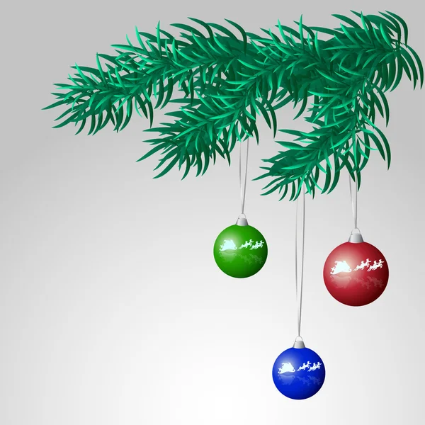 Ramo di albero di Natale con palle — Vettoriale Stock