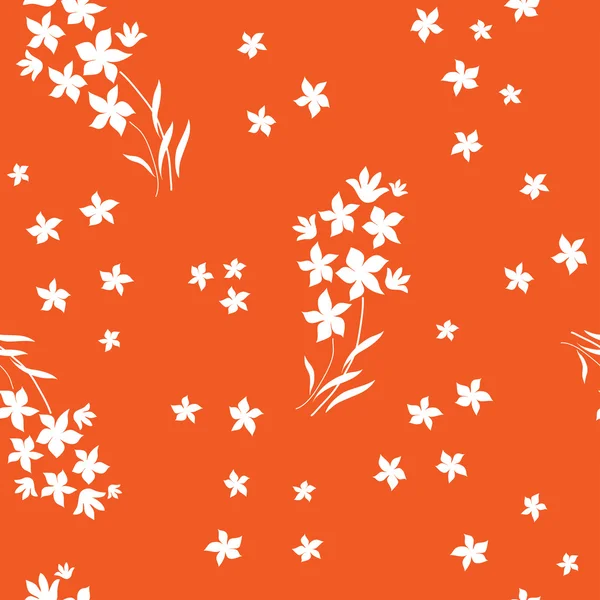 Seamless White Flowers Orange Background Vector Graphics