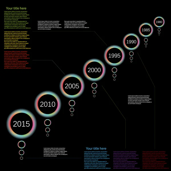 Infografía vectorial línea de tiempo color efecto de luz — Archivo Imágenes Vectoriales