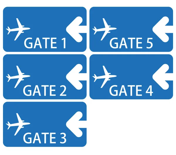 Gráfico Vectorial Con Cinco Tableros Con Puertas Del Aeropuerto — Archivo Imágenes Vectoriales