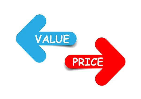 Wartość Cena Dwie Kolorowe Strzałki — Wektor stockowy