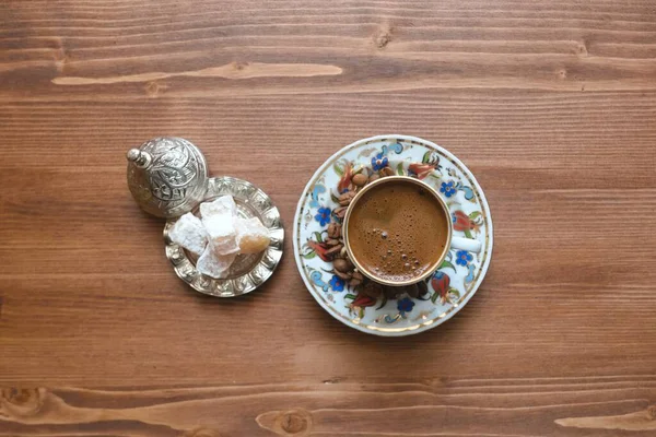 Tasse Café Chaud Sur Table Bois — Photo