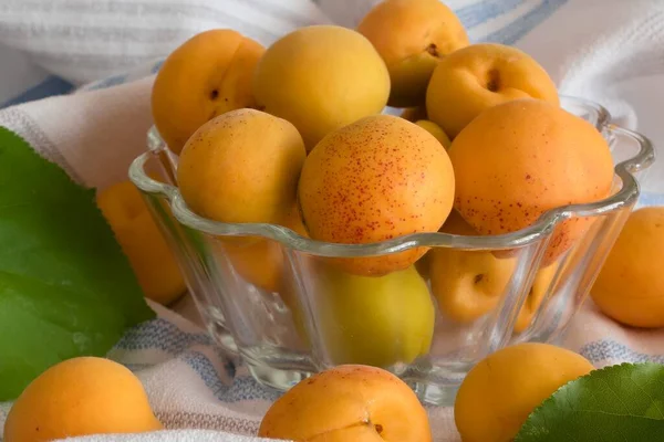 Apricot Fruit Background Bowl Wooden Table — Stok fotoğraf