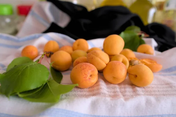 Apricot Fruit Background Wooden Table — Fotografia de Stock