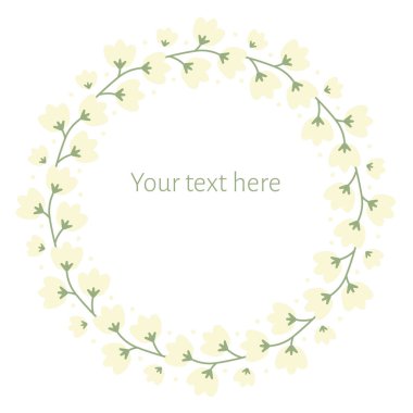 Vektör Neşeli Çiçek Çelengi Grafik Tasarım Elemanı. İnternet, davetiyeler ve diğer projeler için mükemmel..