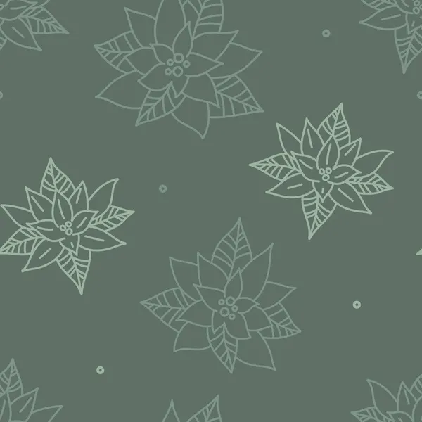 Vector Christmas Weihnachtsstern Lineart in Grün nahtlose Muster Hintergrund. Perfekt für Webdesign, Textilien, Scrapbooking und Wallpaper-Projekte. — Stockvektor