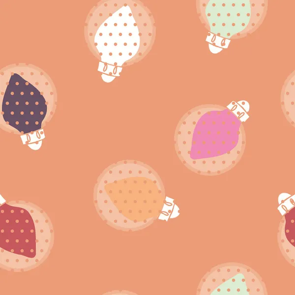 带Polka Dots的矢量复古风格灯泡在视觉色彩无缝图案背景。完美的网页设计，面料，剪贴簿和壁纸项目. — 图库矢量图片