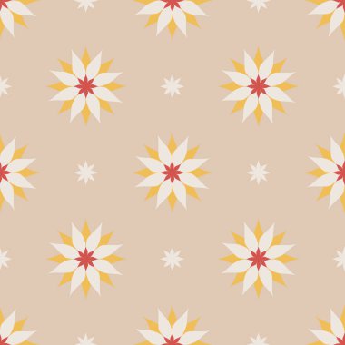 Bej desensiz arkaplanda Noel Çiçekleri Kesen Vektör Kağıdı. Web tasarımı, kumaş, hatıra defteri ve duvar kağıdı projeleri için mükemmel.